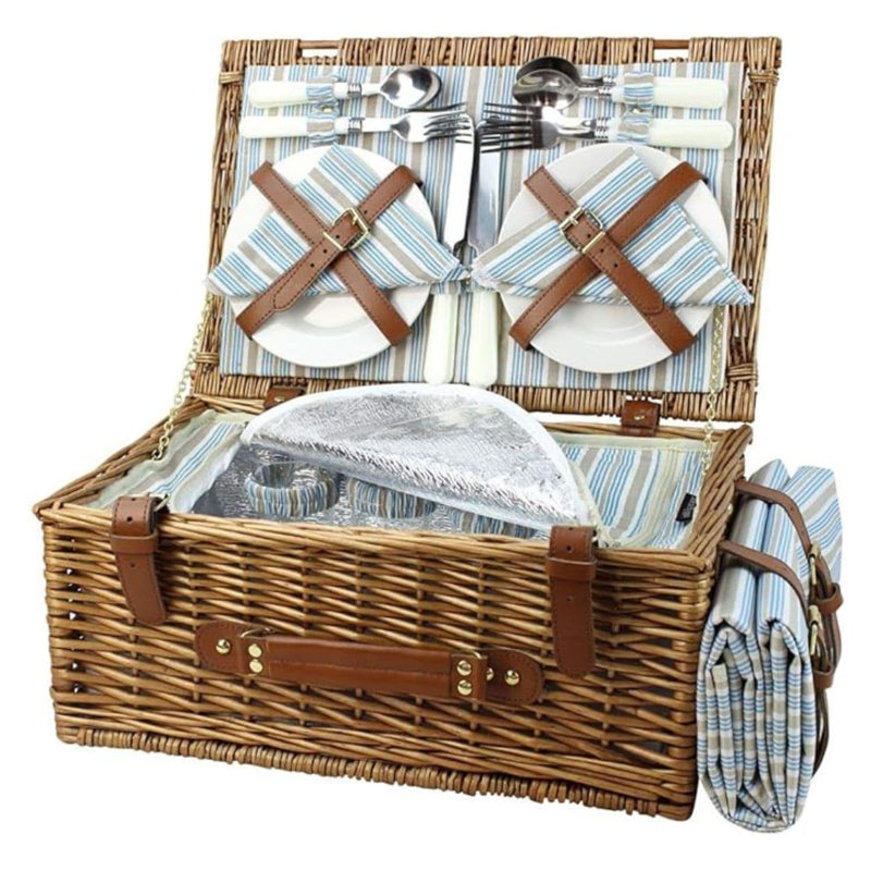 BOLHOG 4-Person Wicker Picnic Basket Set | Wayfair
